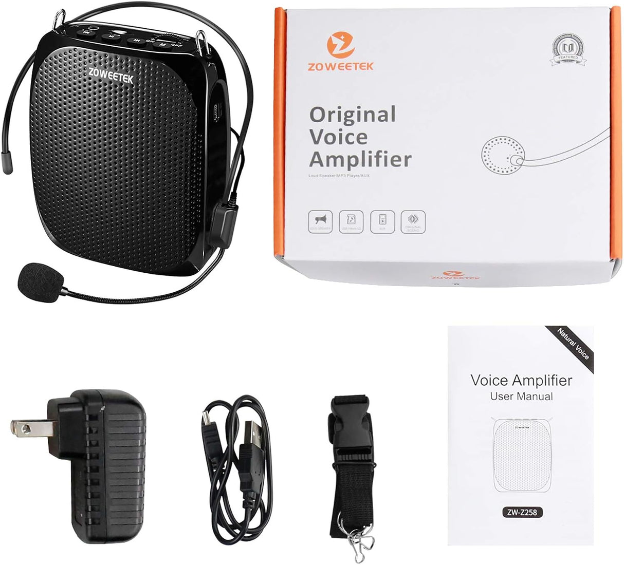 Amplificador de voz portátil con micrófono y soporte MP3 ZW-Z258
