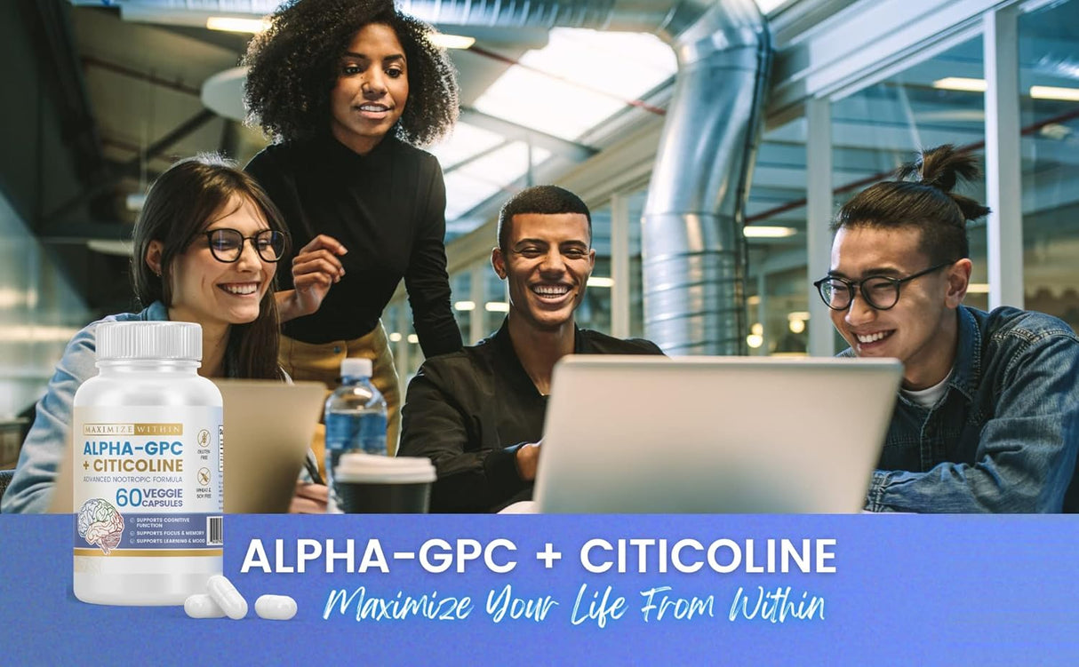 Alpha GPC + Citicolina 1600mg Mejora Cognitiva, Memoria y Energía