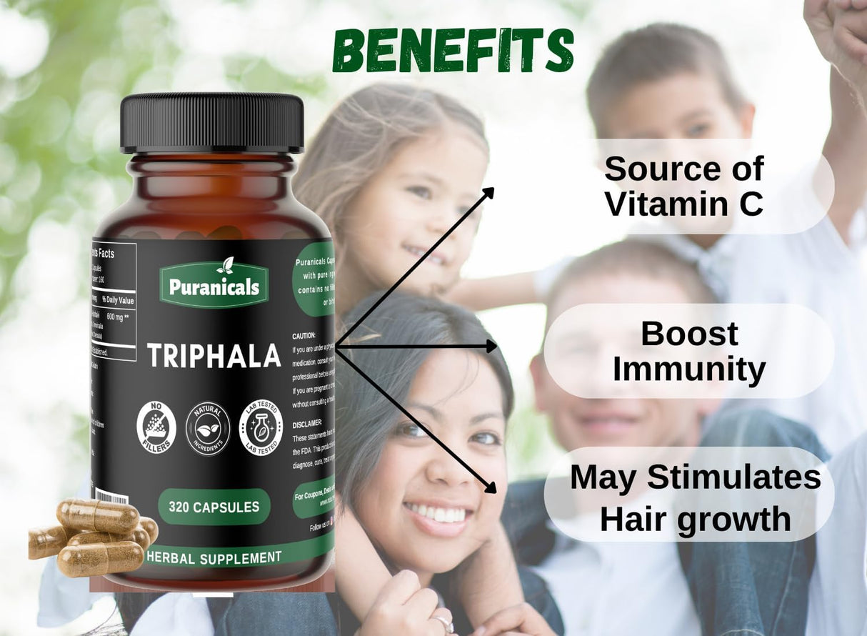 Triphala Premium 320 Capsules Non-GMO and Gluten Free