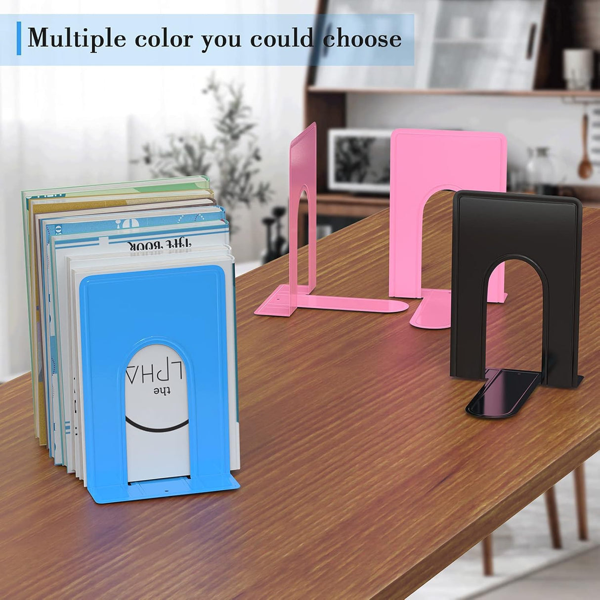 Sujetalibros de metal resistente color negro