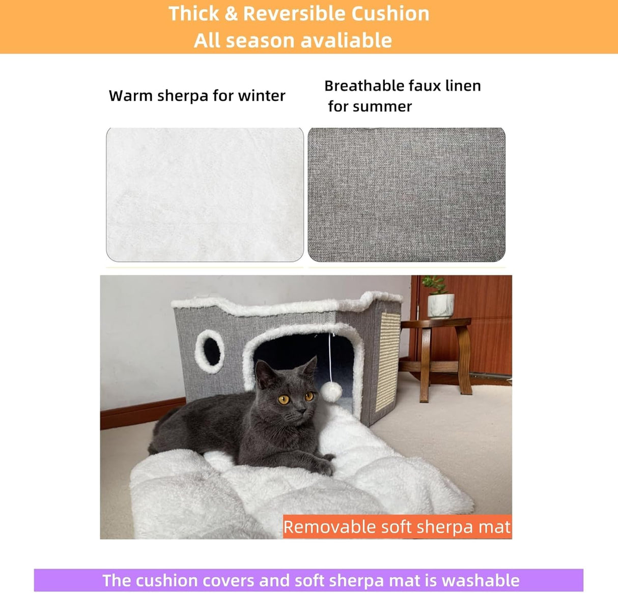 Cueva para Gatos, Marca Desconocida, con Alfombrilla Suave, Modelo 1