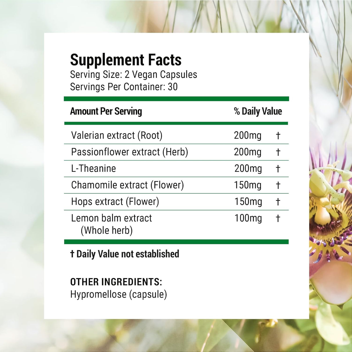 Suplemento Herbal para Dormir Raíz de Valeriana con Manzanilla