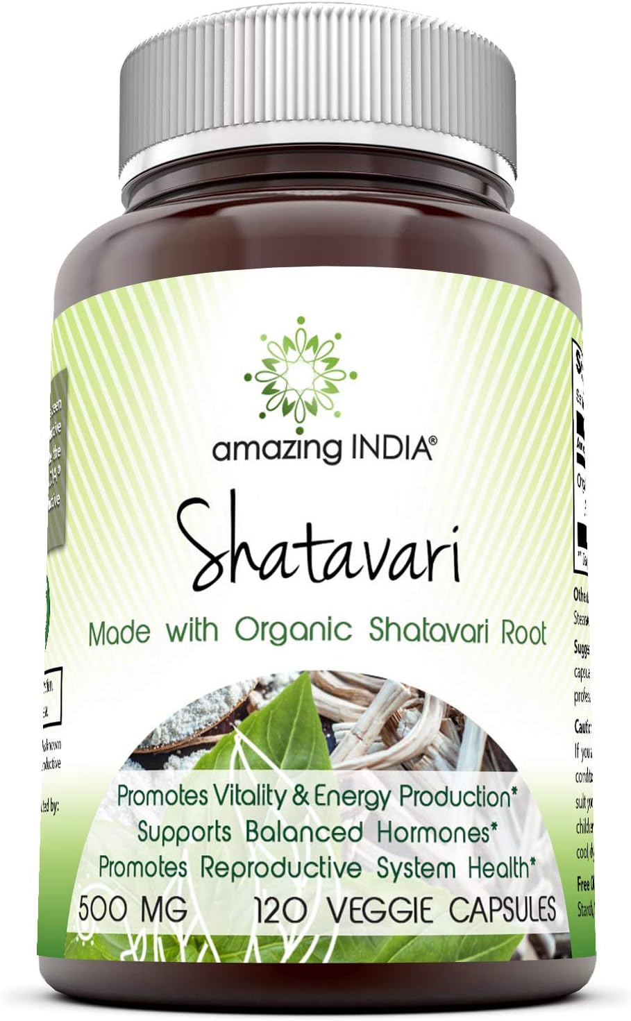 Amazing India Natural Shatavari Cápsulas vegetales de 500 mg