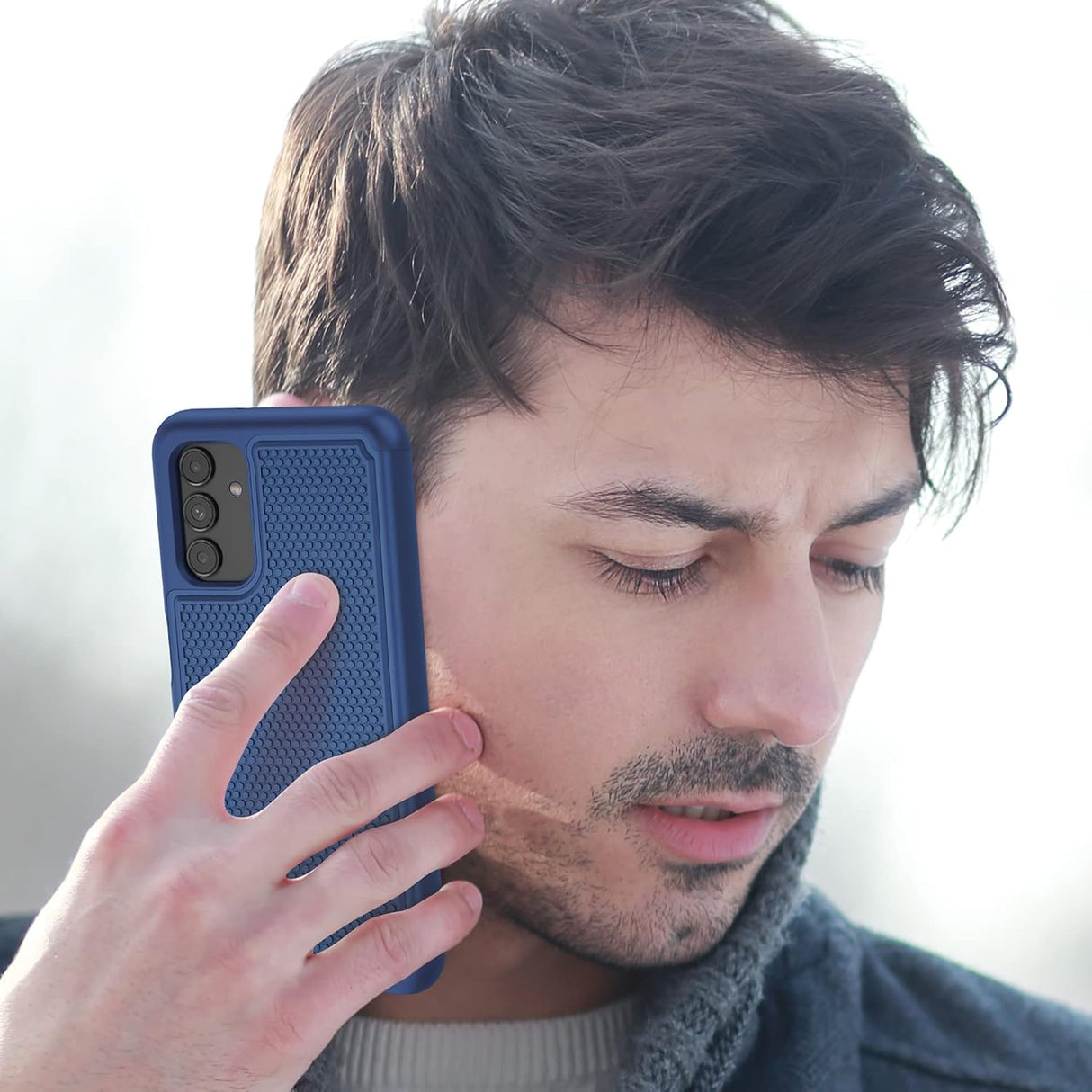 Funda para Samsung Galaxy A13 5G: funda protectora de doble capa resistente para teléfono celular, a prueba de golpes, resistente con parte trasera texturizada antideslizante, protección militar resistente a los golpes, 6.5 pulgadas (azul marino)