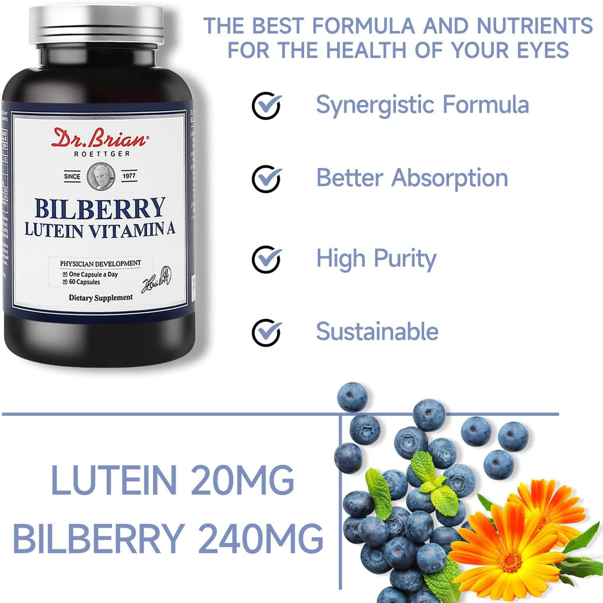 Suplemento Eye Vitaminas Luteína 240 mg Vitamina A 1500iu