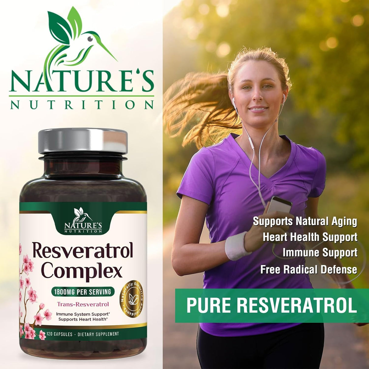 Suplemento Resveratrol 1800 mg por porción antioxidantes 120