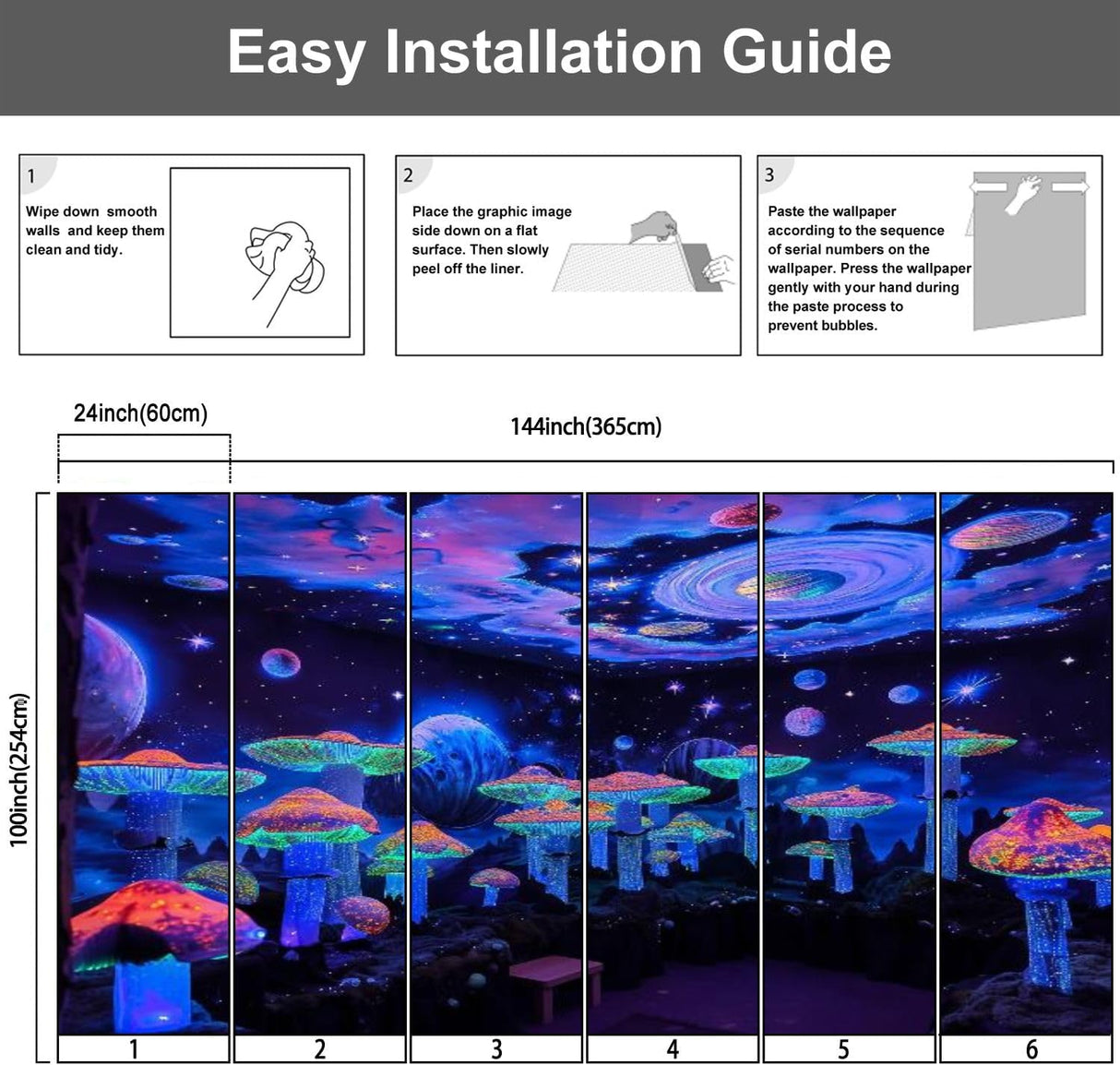 Mural 3D Moderno Phos. Setas Autoadhesivas para Decorar