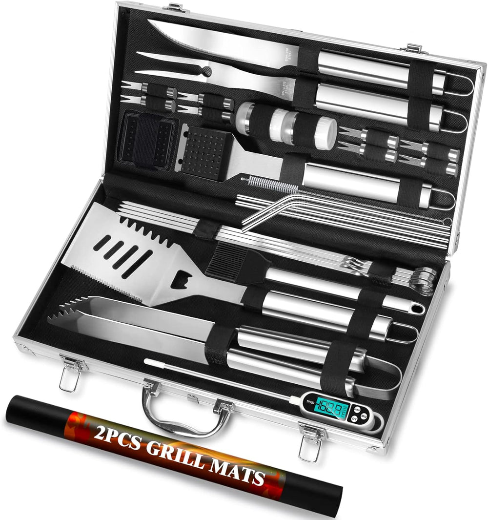 Juego de Utensilios de Parrilla 30pcs ROMANTICIST, Acero Inoxidable