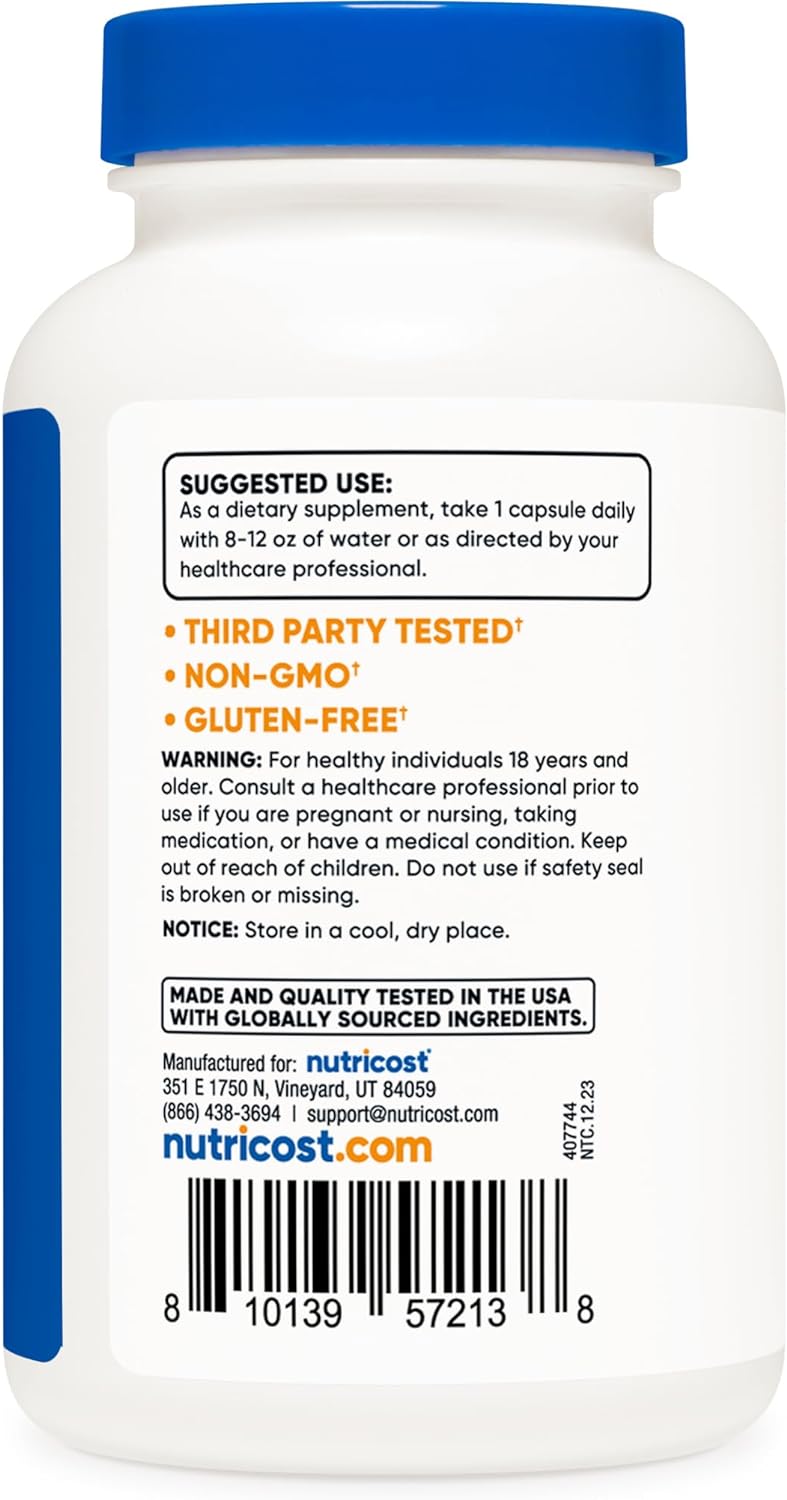 Suplemento de Ashwagandha 600 mg Vegetariano Sin OMG