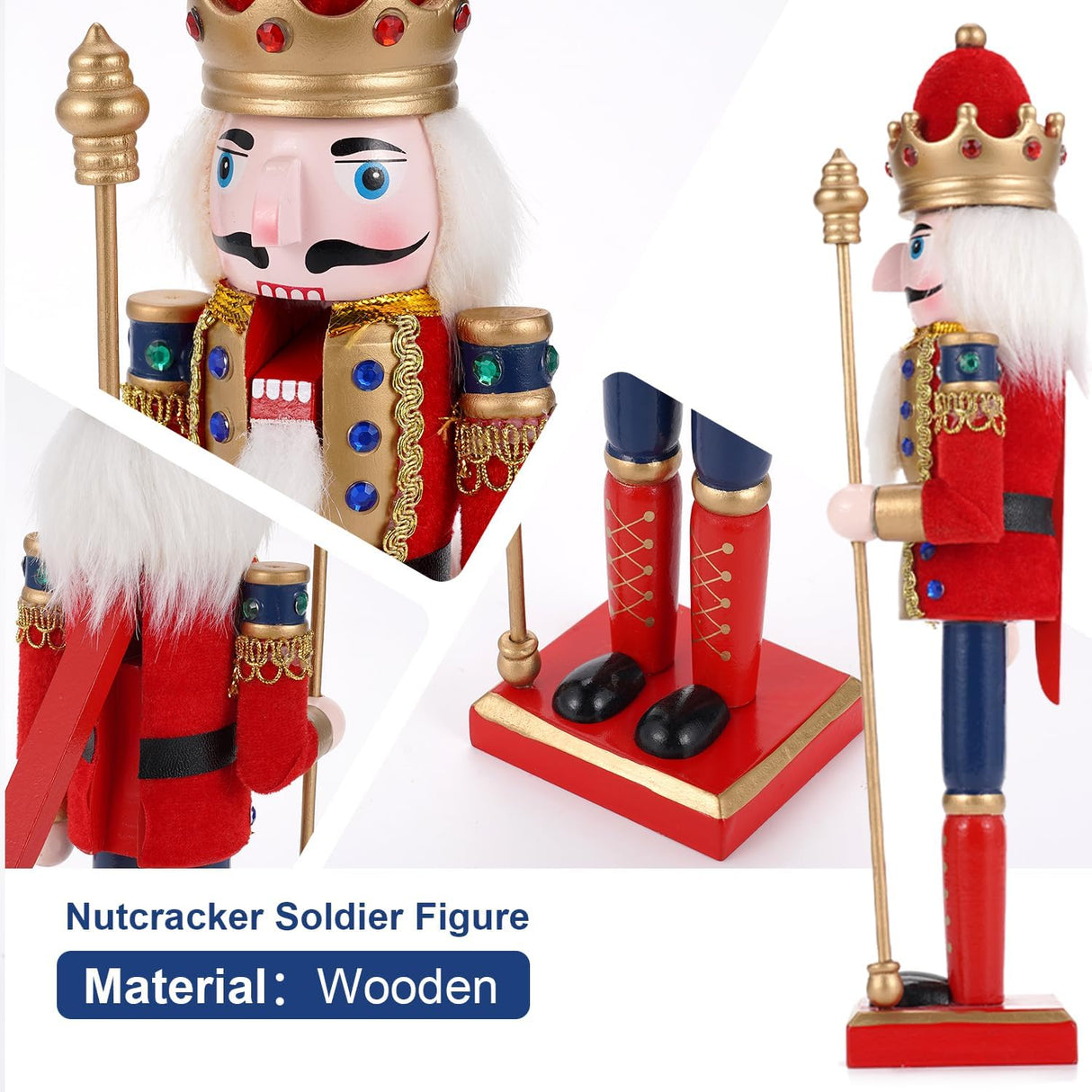 Adorno Navideño Nutcracker COMBIUBIU 11.2 pulgadas, Figuras de Madera