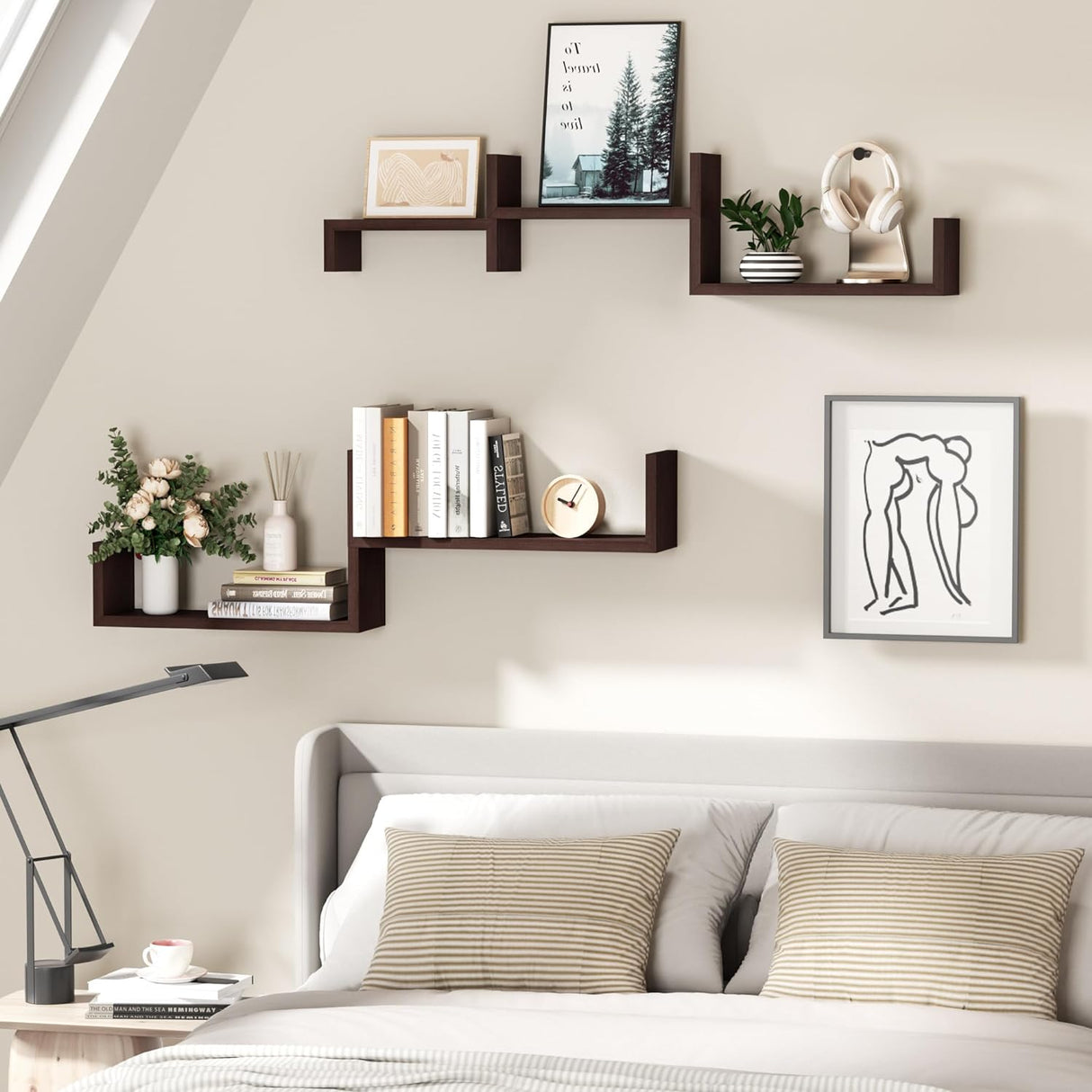 Estantes Flotantes SRIWATANA para Pared, Set de 5, Madera