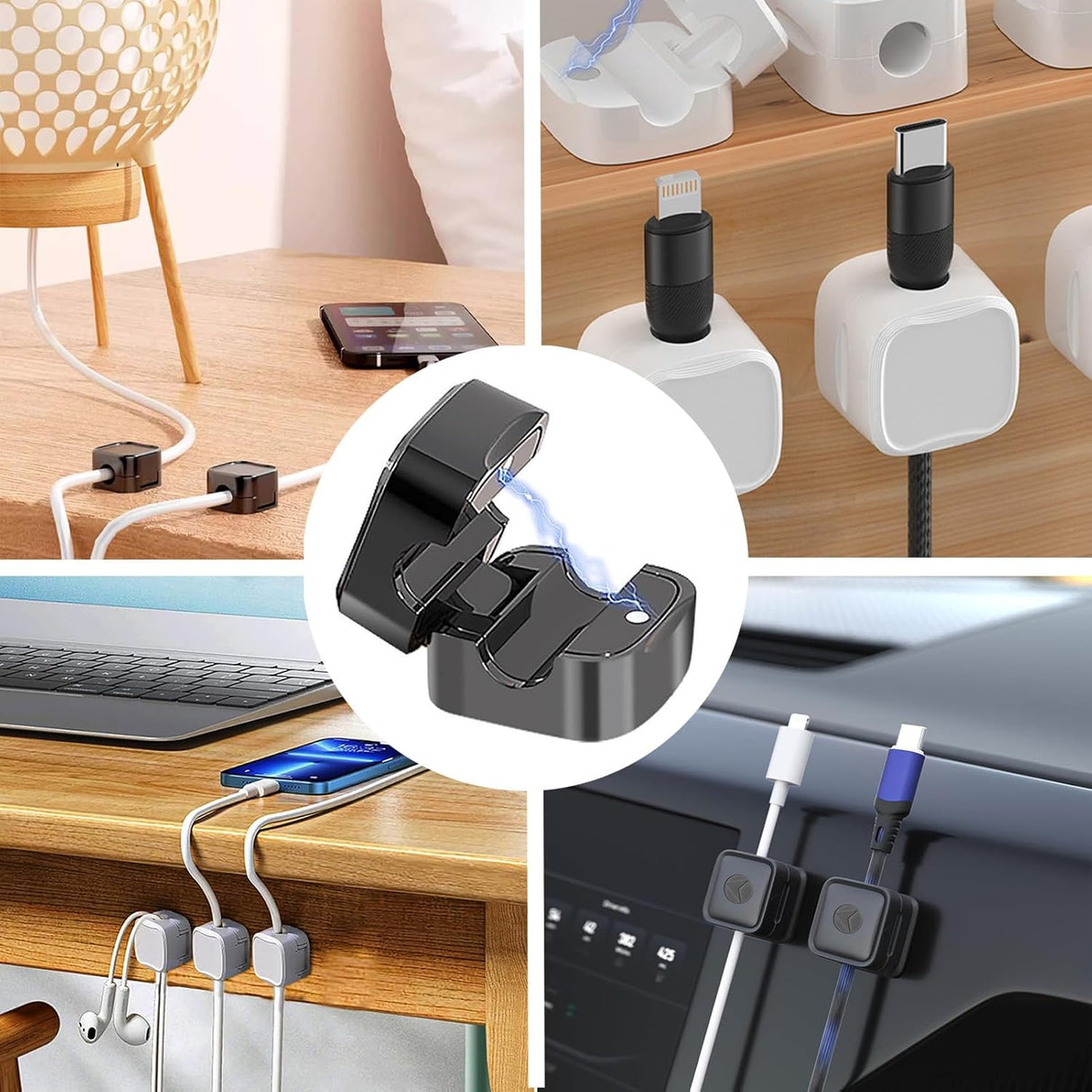 Soporte Magnético para Cables, Organizador, Ajustable, 6 Pack