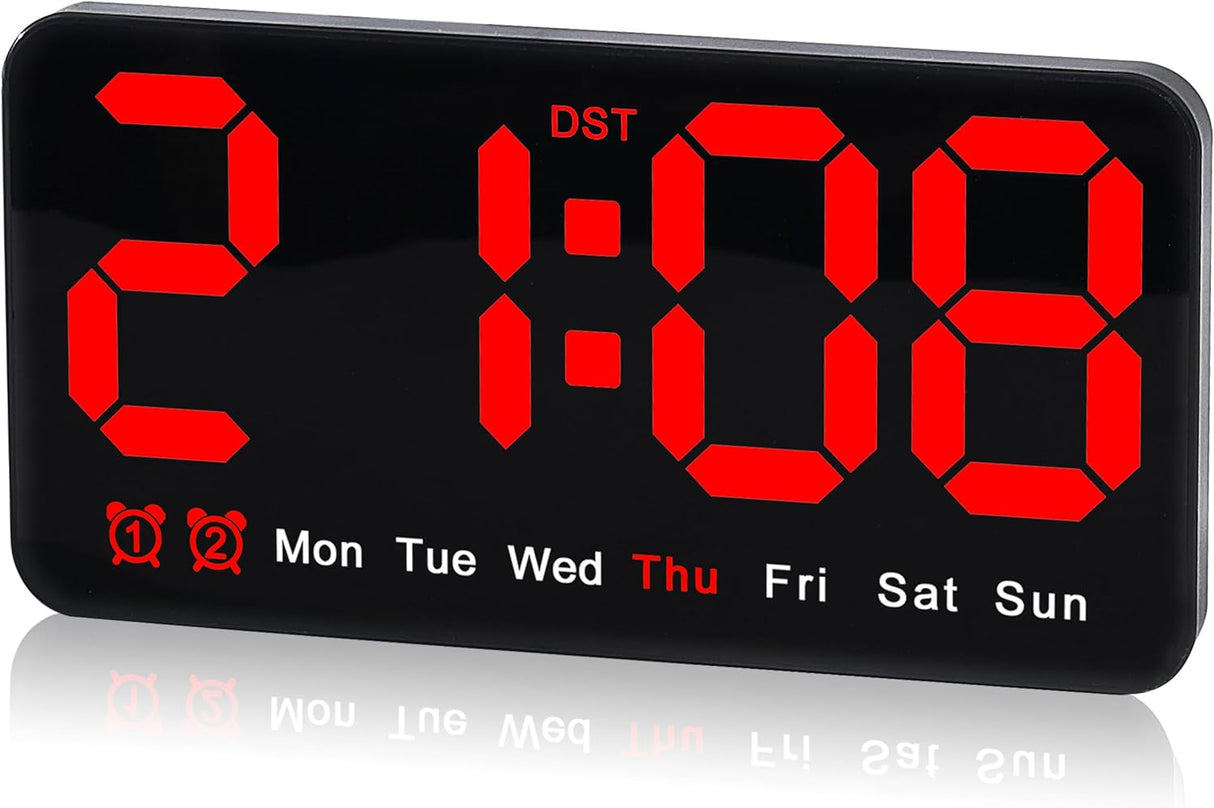 Reloj Digital Grande con Alarma, Doble Alarma y Brillo Ajustable