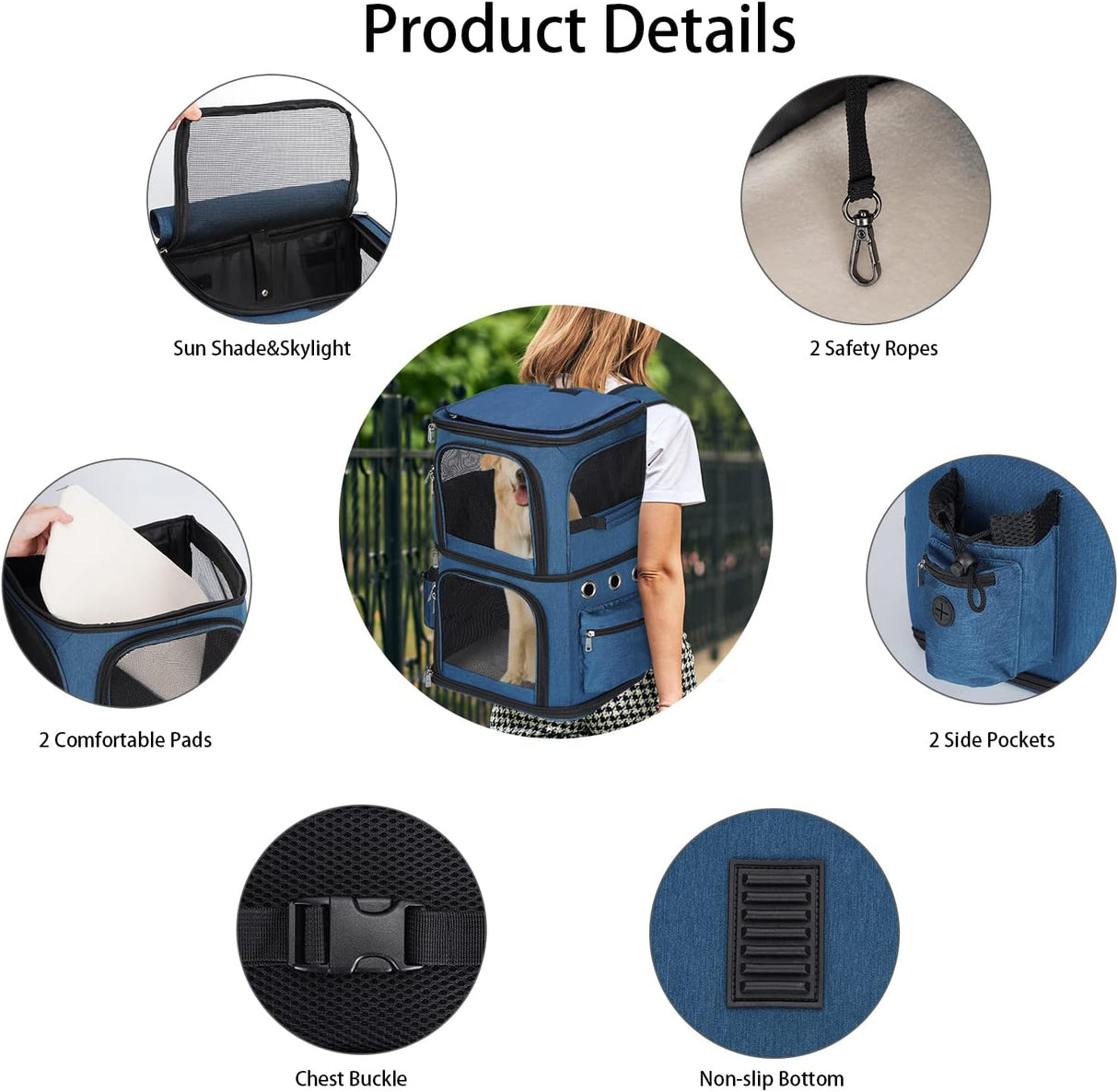 Mochila transportadora de mascotas de doble compartimento