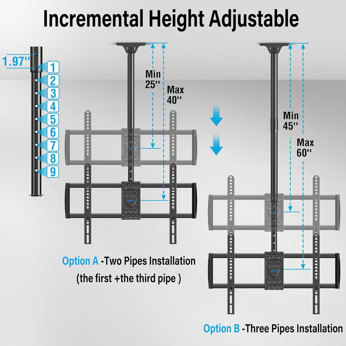 Soporte de TV de Techo MOUNTUP, Ajuste Altura MU0040