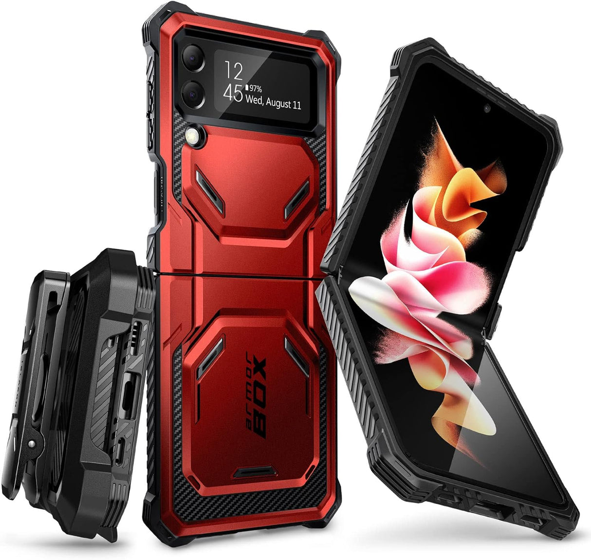 i-Blason Armorbox Series - Funda resistente para Samsung Galaxy Z Flip 4 5G (2022), carcasa resistente de cuerpo completo con reducción de golpes y parachoques (roido)