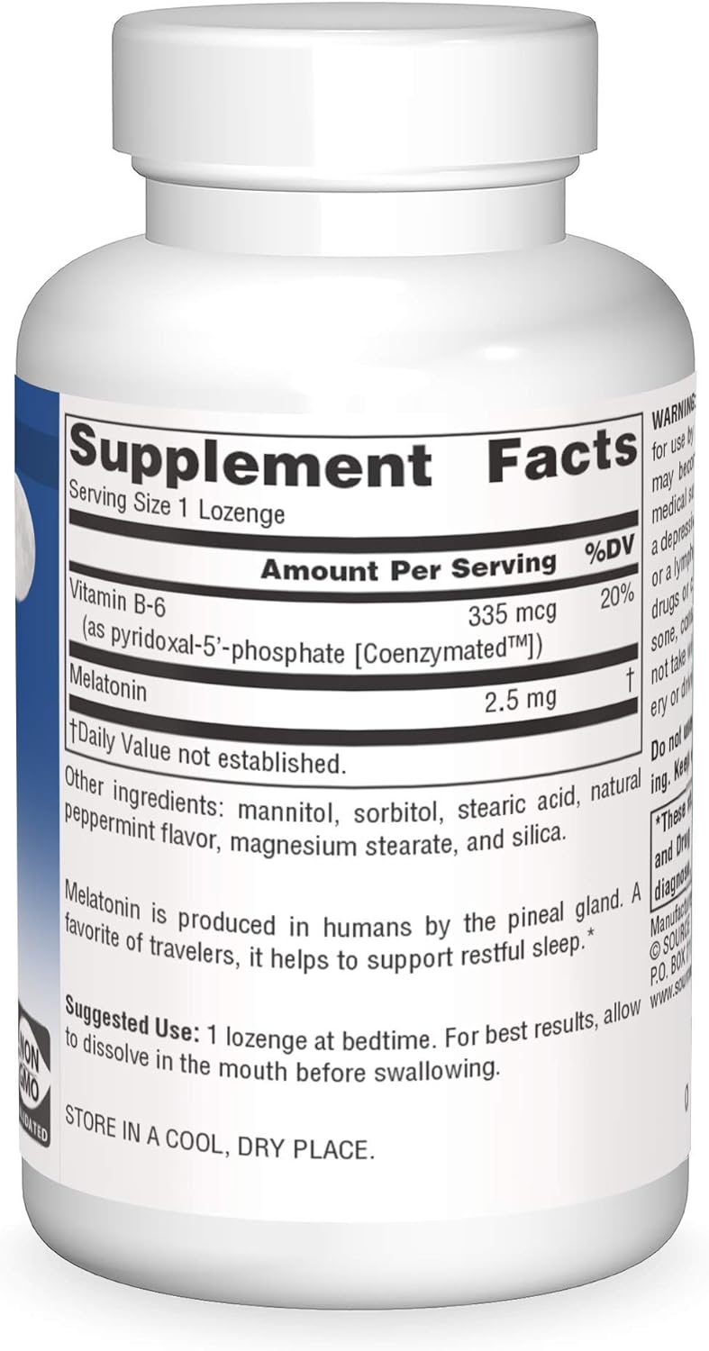 Source Naturals suplemento para dormir 2.5 mg sabor a menta