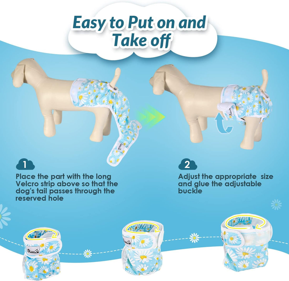 SlowTon Pañales lavables para perras, pañales reutilizables