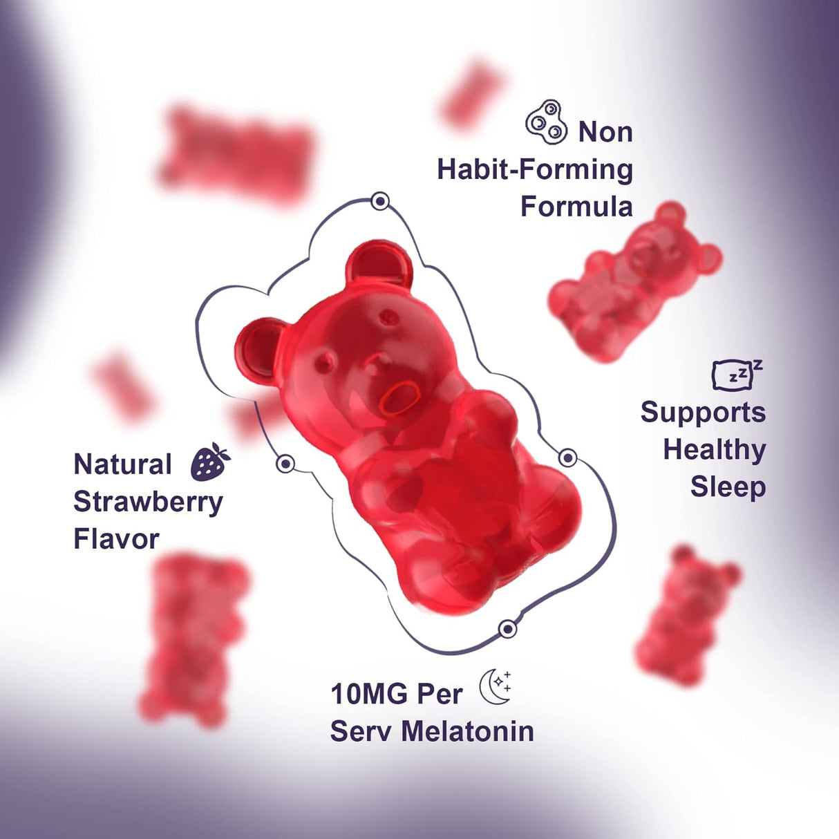 Paquete de 2 gomitas con L-teanina,de 10 mg para adultos