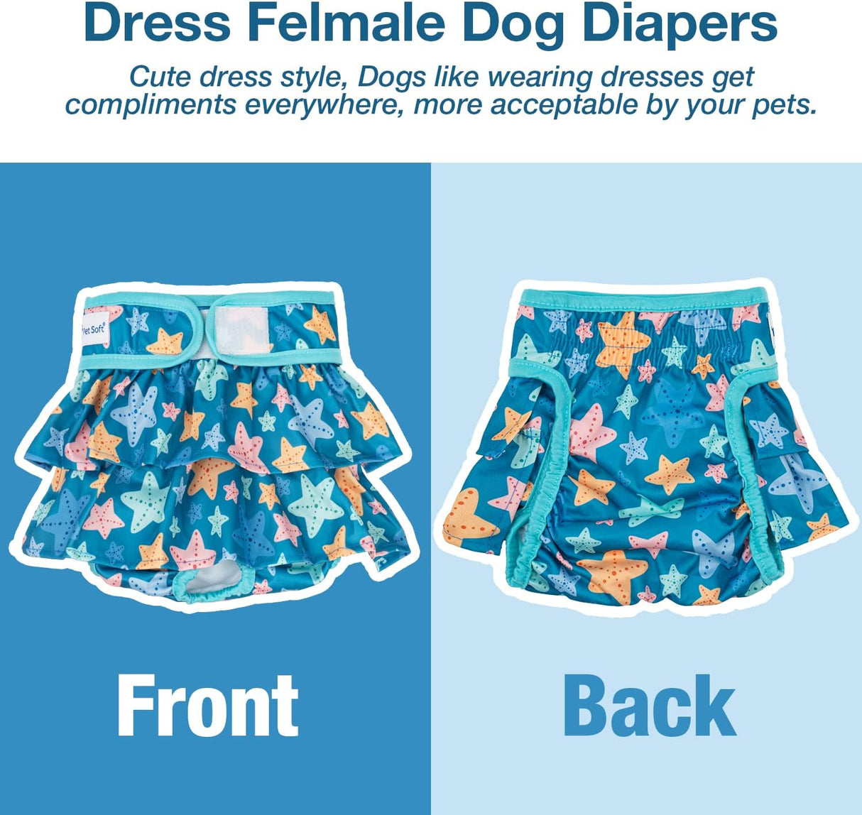 Pet Soft Pañales para perras – Paquete de 3 pañales lavables