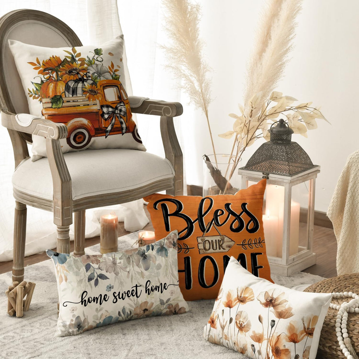 Cojines Decorativos Otoñales AVOIN, Set de 4, 18 x 18 Pulgadas