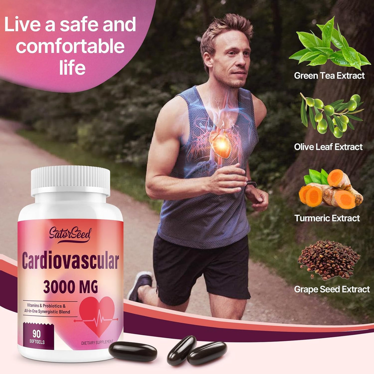 Suplemento Cardiovascular 3000MG Omega-3 y CoQ10 90 Cápsulas