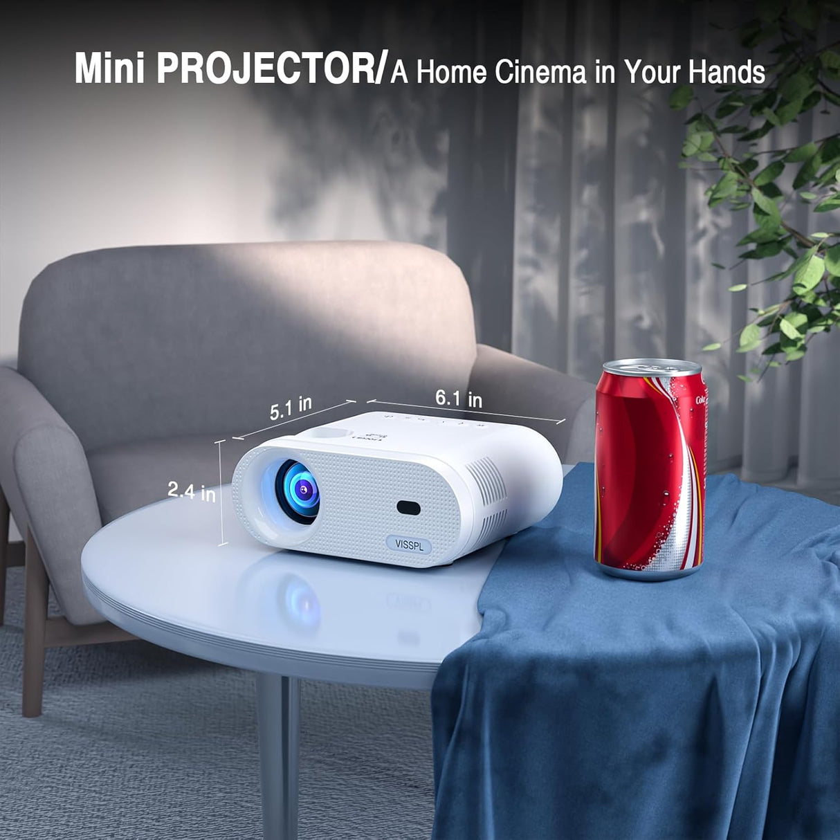 Proyector Mini VISSPL Full HD 1080P, Portátil, Compatible HDMI