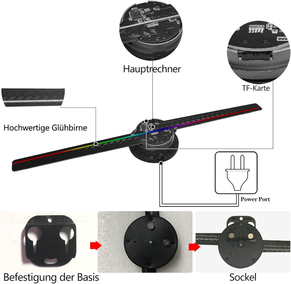 Ventilador Holográfico 3D Missyou, 16.5 Proyector 700 Videos