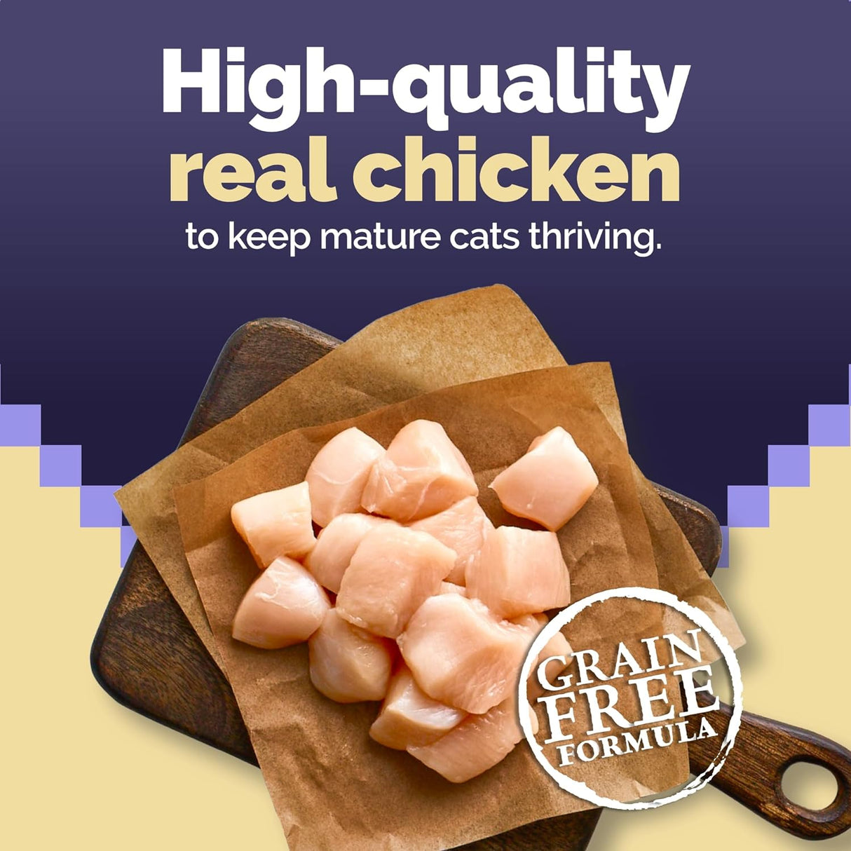 Blue Buffalo Alimento para gatos maduros, receta de pollo natural Wilderness Natural, alimento seco para gatos mayores, bolsa de 5 libras