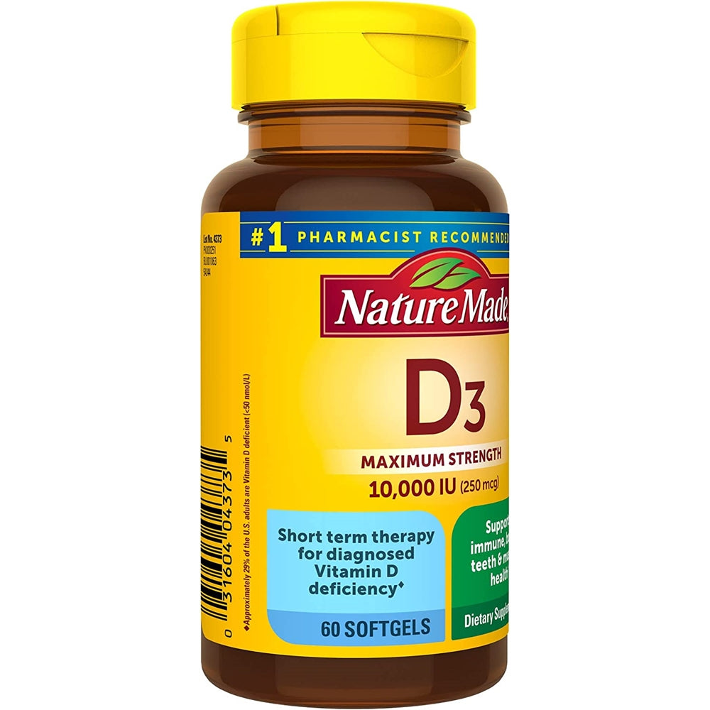 Suplemento Máxima fuerza Vitamina D3 10000 UI (250 mcg) 60cp