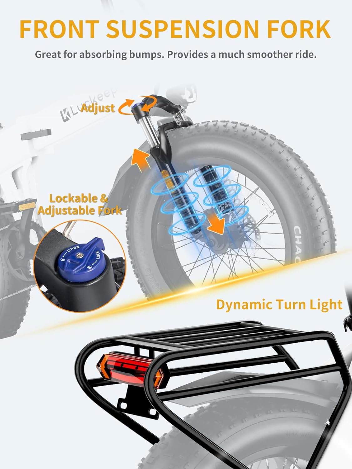 Bicicleta Eléctrica Plegable BAFANG 1200W, 60M, 28MPH, 720WH