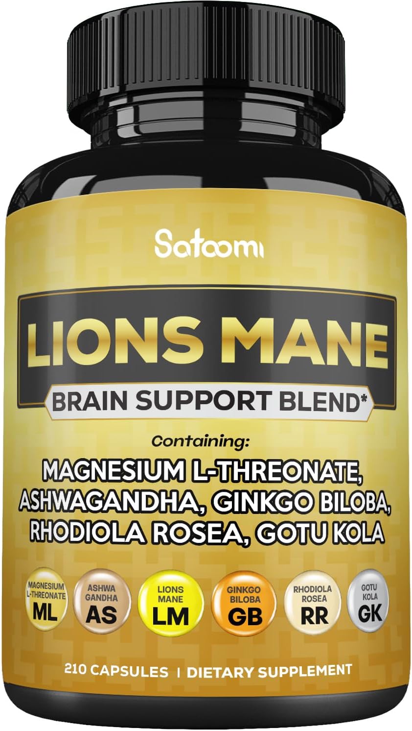 Cápsulas de suplemento de melena de león con L-treonato