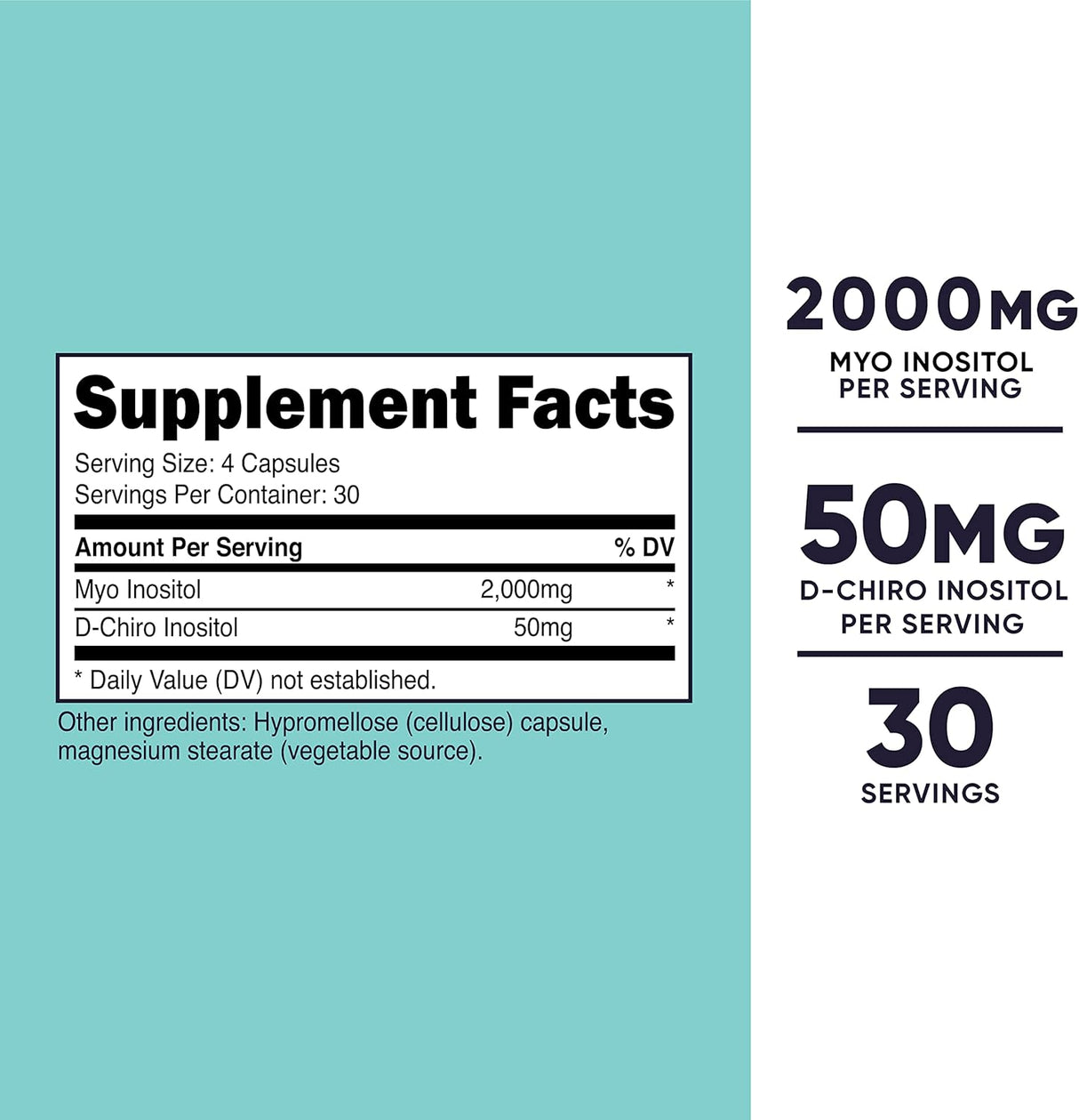 Suplemento Myo Inositol D-Chiro Inositol para mujeres 2000mg