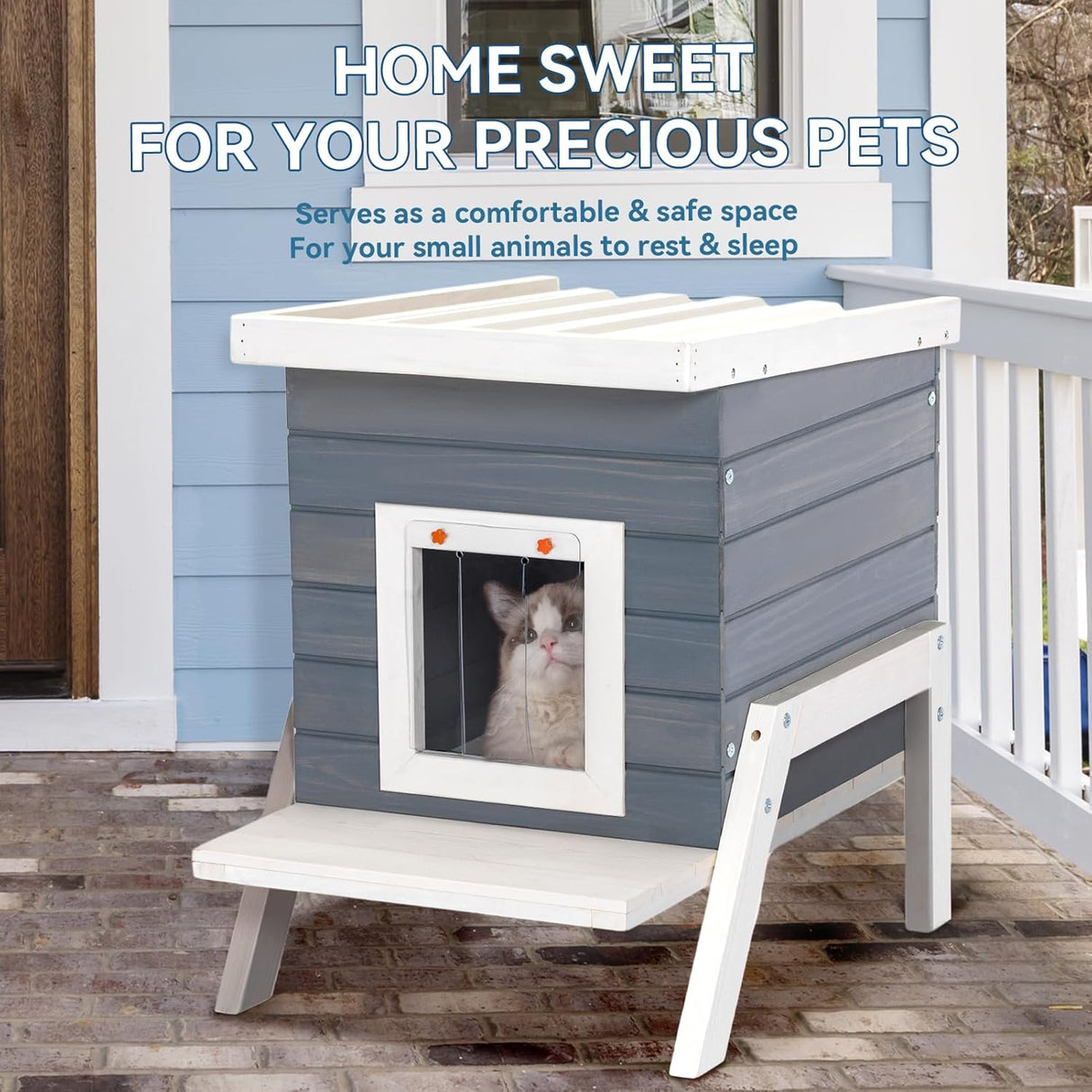 Casa para gatos al aire libre puerta con cortina Petsfit