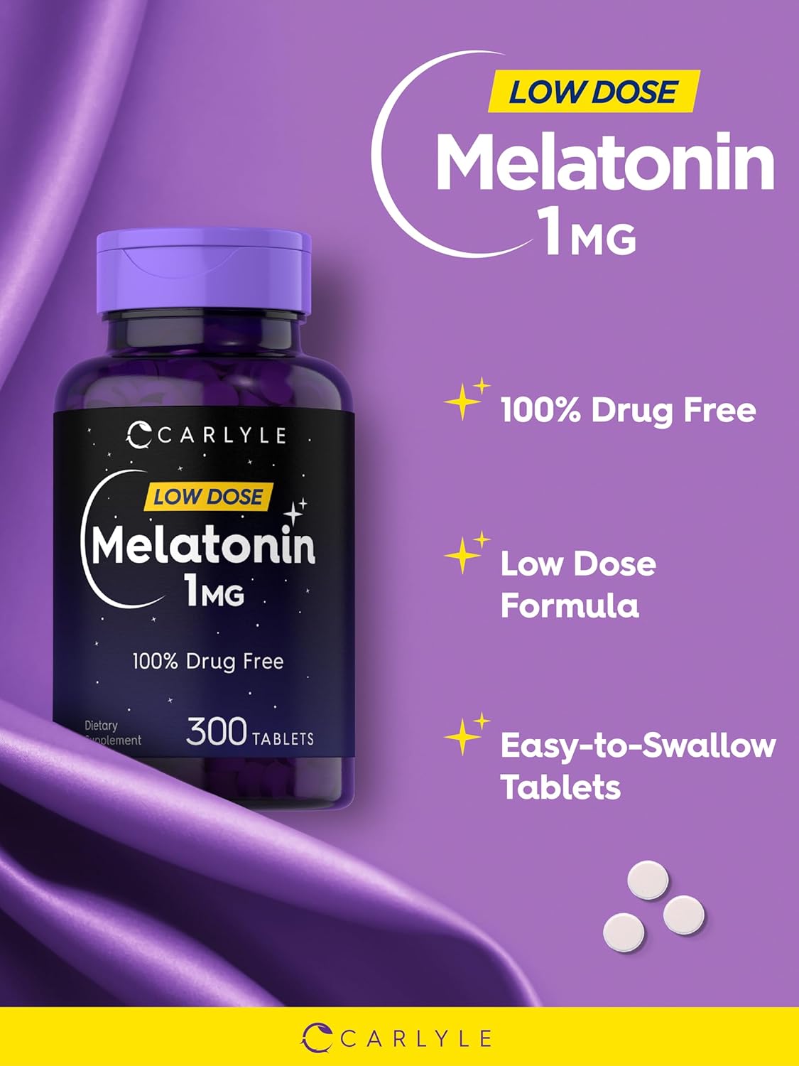 Melatonina 1 mg Carlyle | 300 Tabletas Vegetarianas Sin GMO