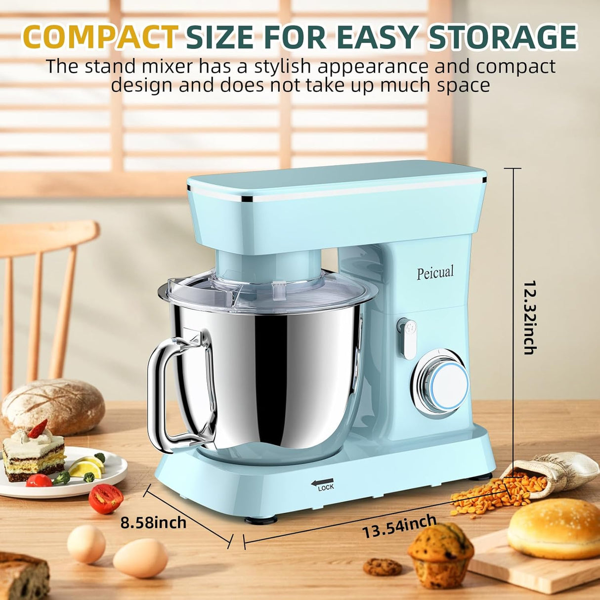 Batidora de Pie 6QT, 10+ Velocidades, Acero Inoxidable, Modelo