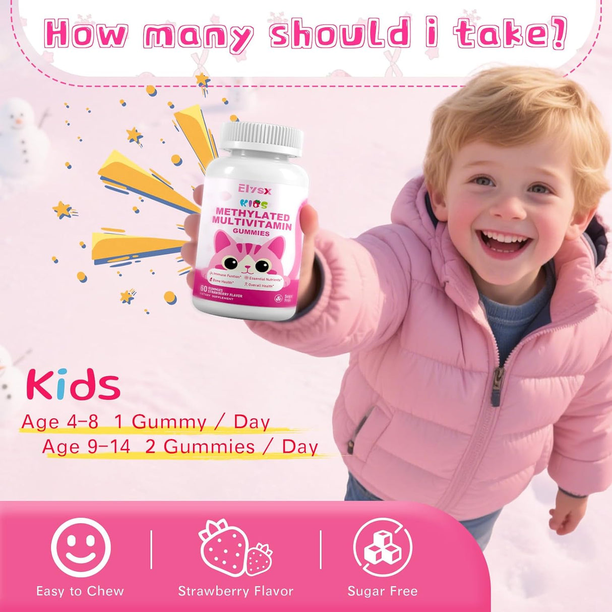 Suplemento multivitamínico masticable para niños, 60 cápsulas