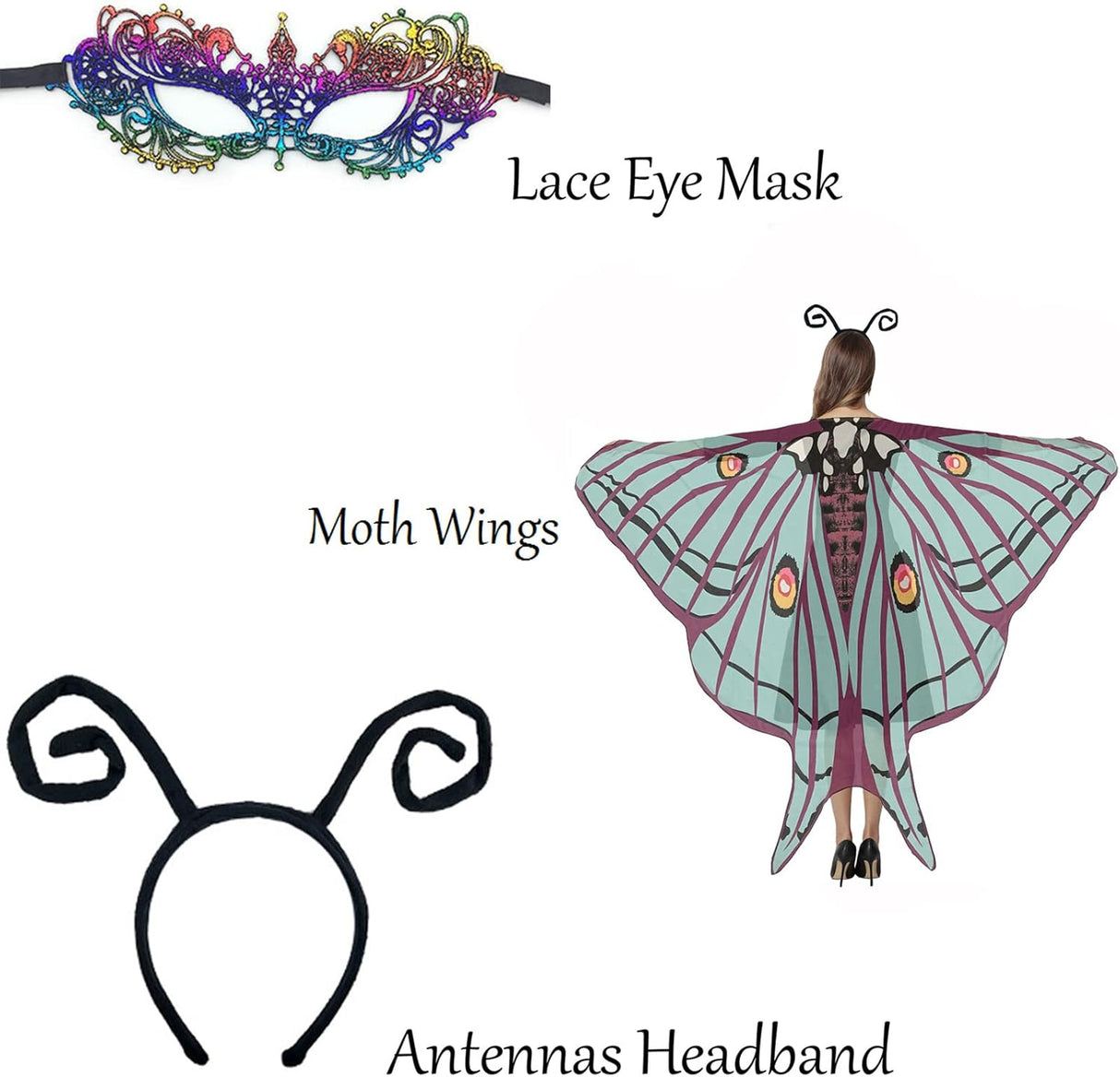 Disfraces de alas de mariposa para mujer talla única azul