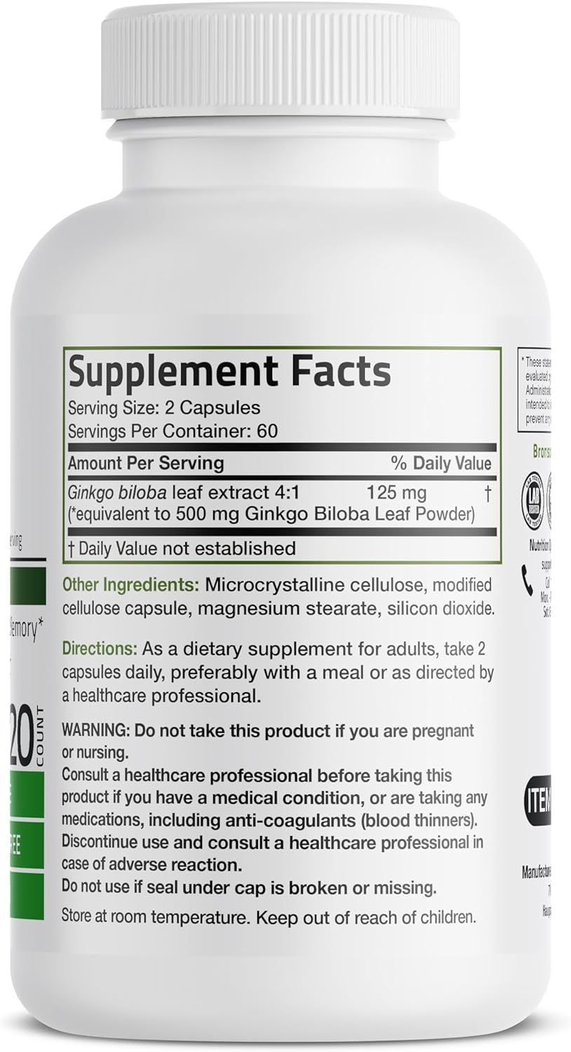 Cápsulas Vegetarianas Ginkgo Biloba Extra Apoyo Cerebral