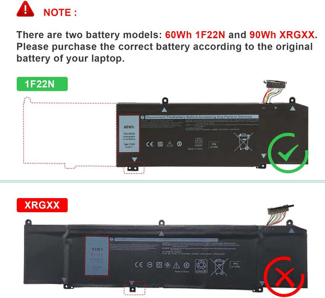 Batería 1F22N para Laptop Alienware y G5/G7, Modelos Varios