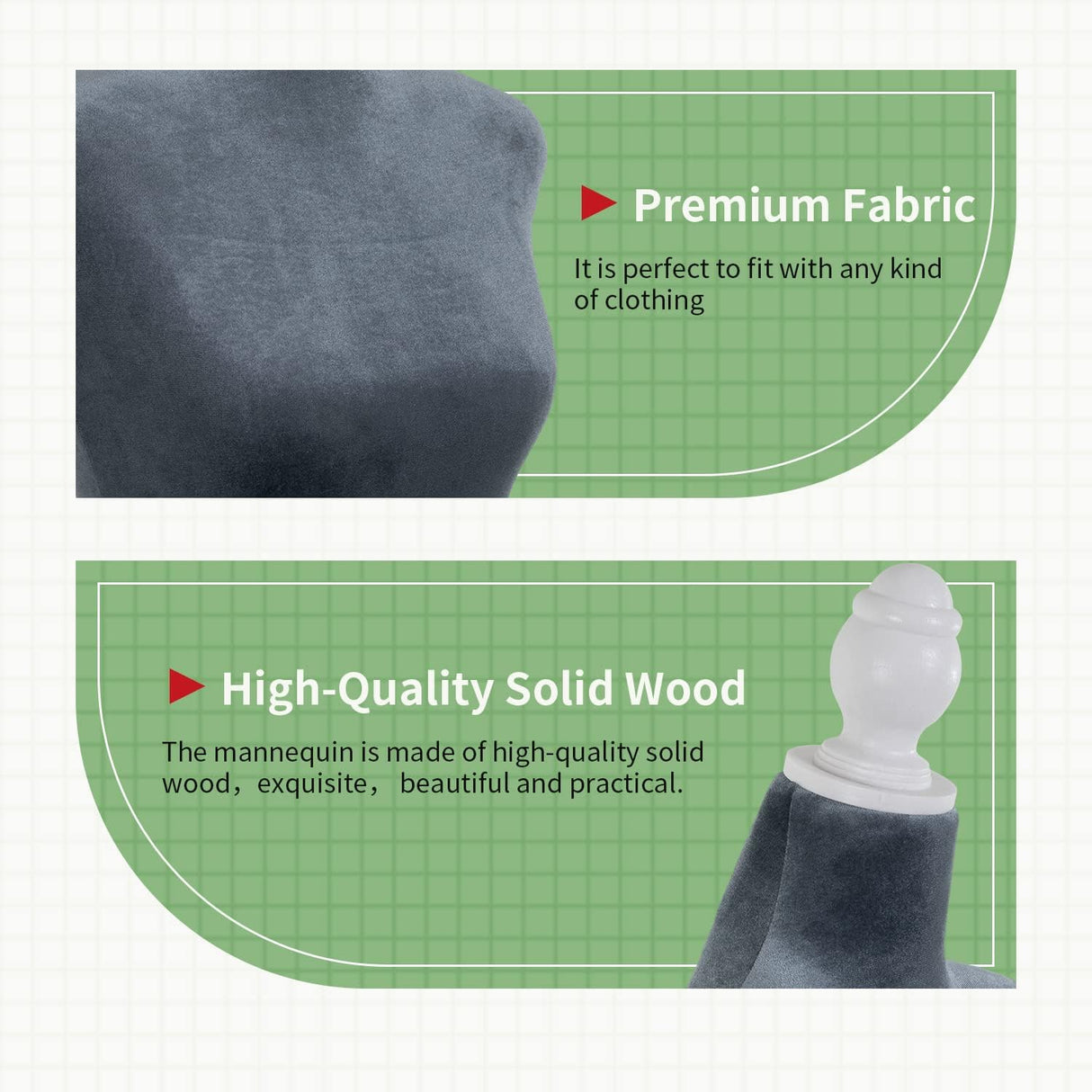 Maniquí cuerpo mujer con trípode, altura ajustable, 49.6-63.4