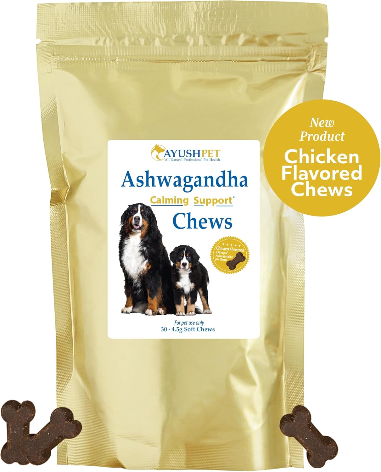 Ayush Pet Chews Calmantes Ayurvédicos para Mascotas 30 Unidades
