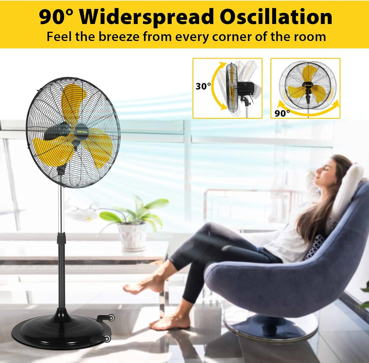 Ventilador de Pedestal VENTISOL 20 4,850CFM Oscilante 3 Velocidades