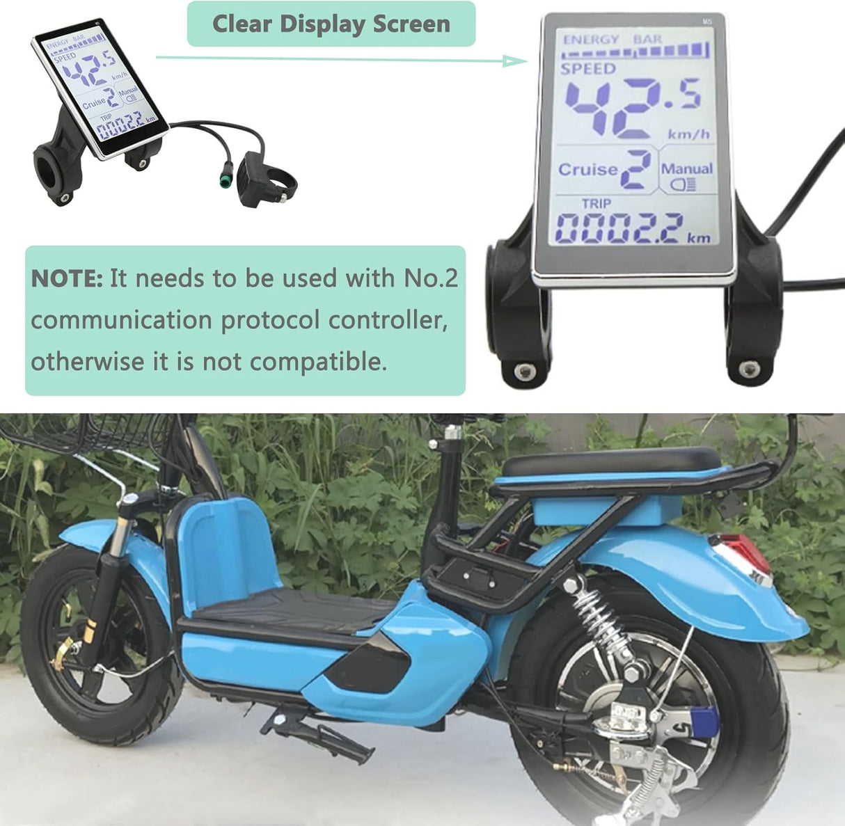 Panel LCD para Bicicleta Eléctrica, Universal 24V-60V, M5