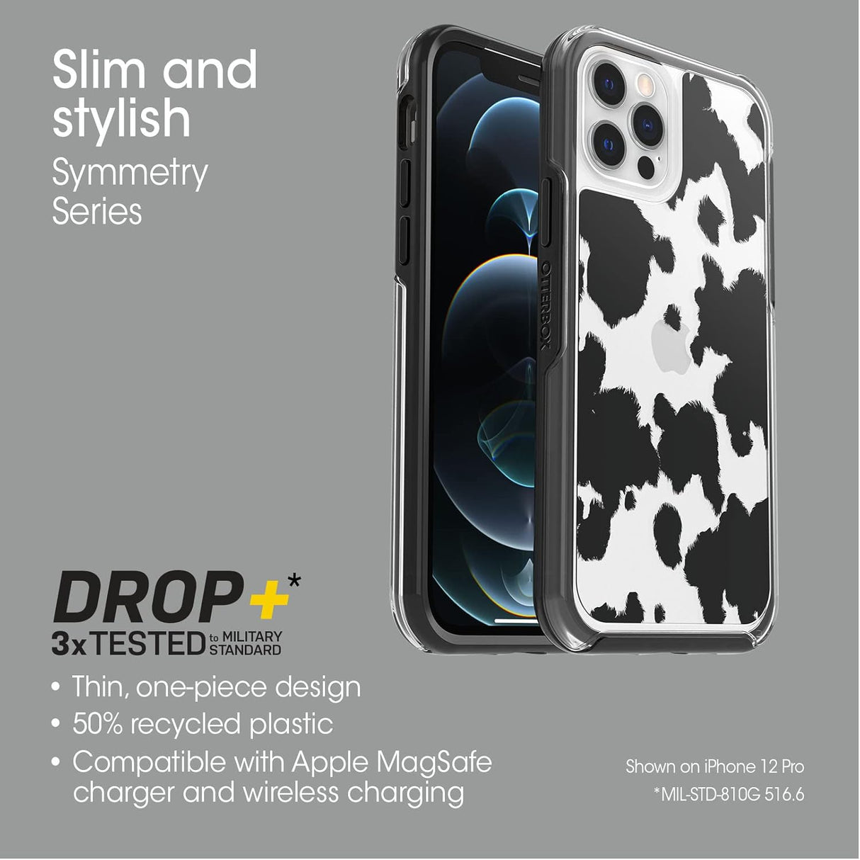 OtterBox Symmetry Clear Series - Funda para iPhone 12 y iPhone 12 Pro, cuero de vaca