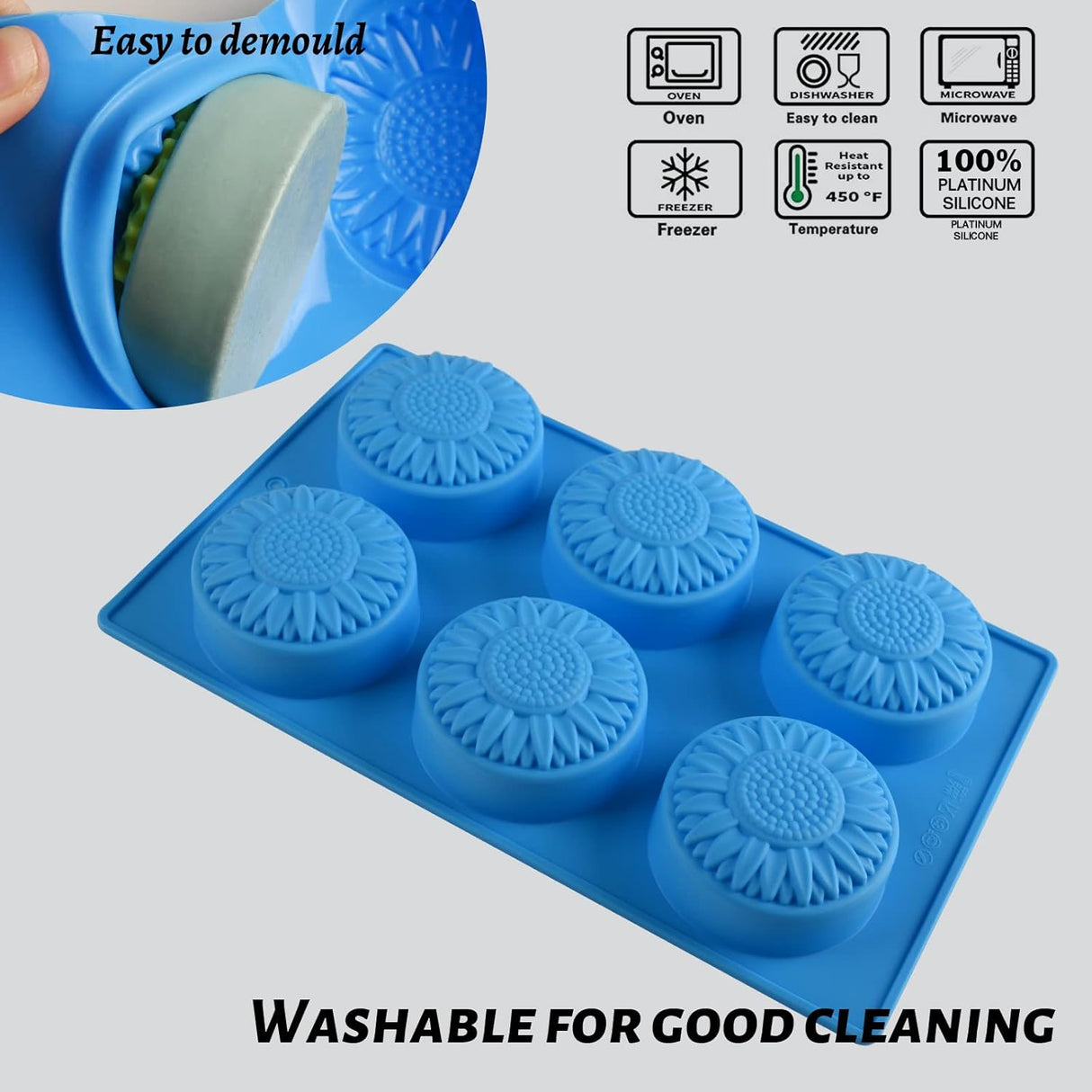 Moldes de silicona redondos para jabón y bombones, 6 cavidades