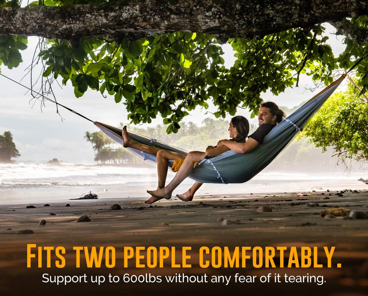 Hamaca Doble Compacta para Camping - Resistente 600lbs, X-Large