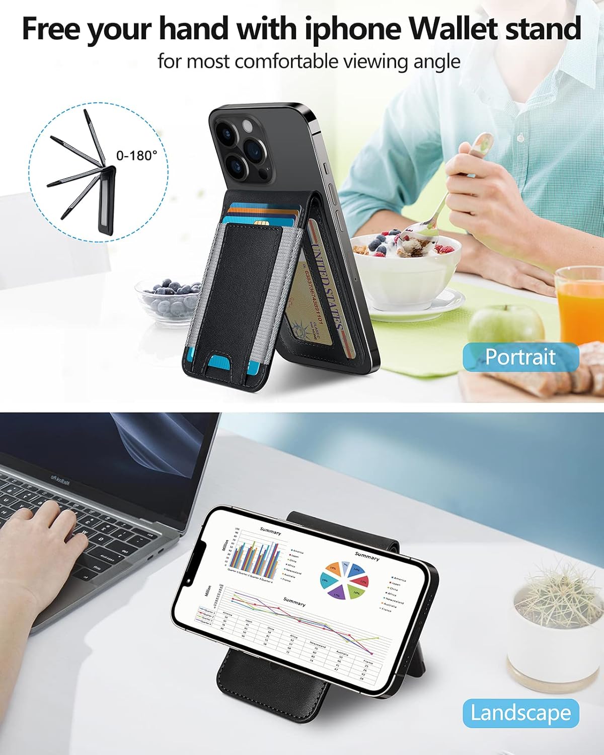 Cartera magnética 2 en 1 negro