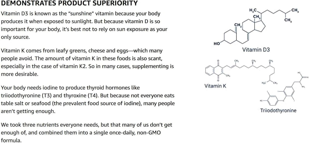 Vitaminas D y K con yodo marino, 90 cápsulas Life Extension