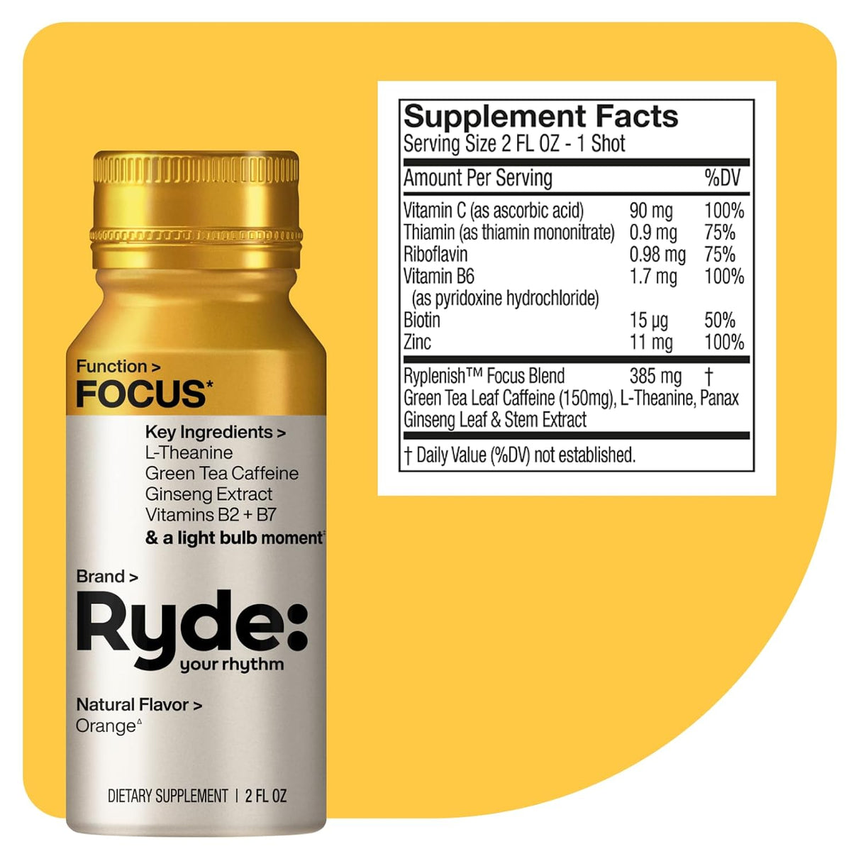 Ryde Shot de Enfoque con Ginseng y Té Verde 8u